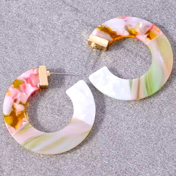 Anthro Tara Resin Hoop Earrings in Spring - Picture 4 of 4